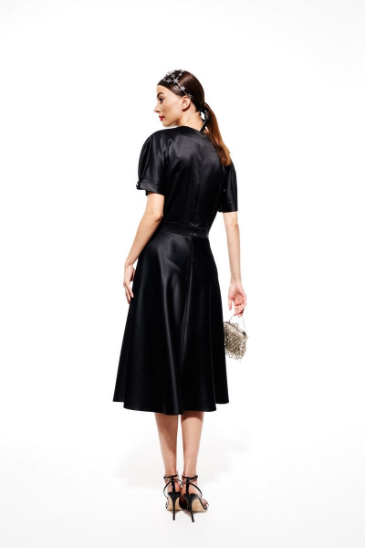 Платье приталенное миди с декоративной вышивкой ELLETTO 1974 черный - фото 9