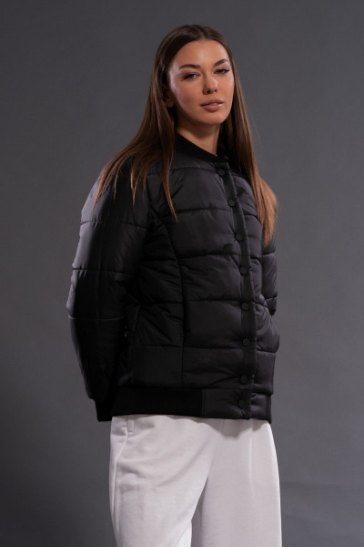 Бомбер утепленный черный стильный утеплённый бомбер Kivviwear 3120.02 - фото 11