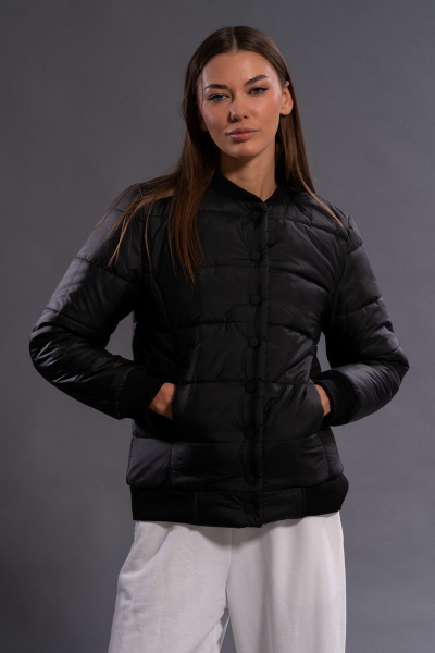 Бомбер утепленный черный стильный утеплённый бомбер Kivviwear 3120.02 - фото 9