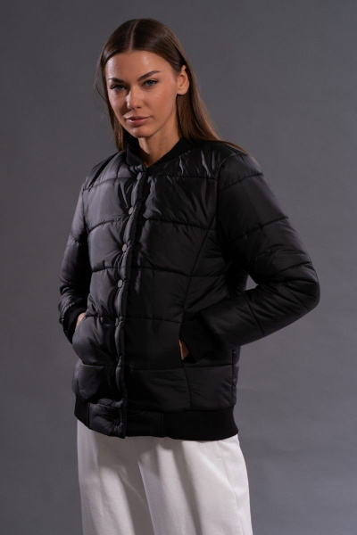 Бомбер утепленный черный стильный утеплённый бомбер Kivviwear 3120.02 - фото 8