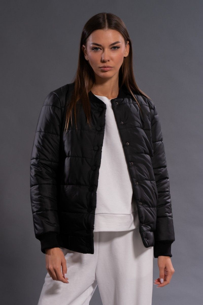 Бомбер утепленный черный стильный утеплённый бомбер Kivviwear 3120.02 - фото 5