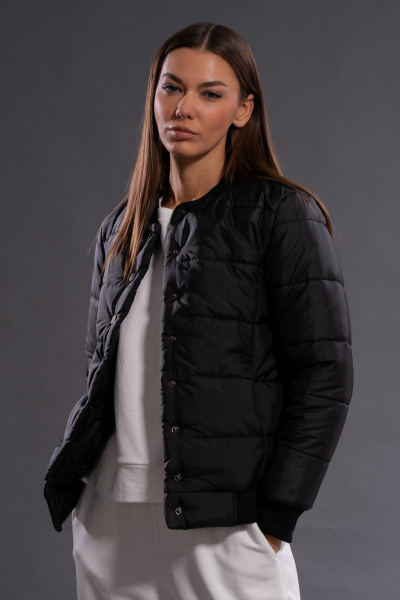 Бомбер утепленный черный стильный утеплённый бомбер Kivviwear 3120.02 - фото 4