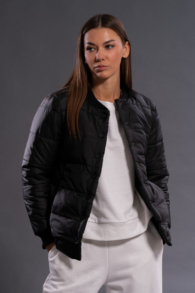 Бомбер утепленный черный стильный утеплённый бомбер Kivviwear 3120.02 - фото 3