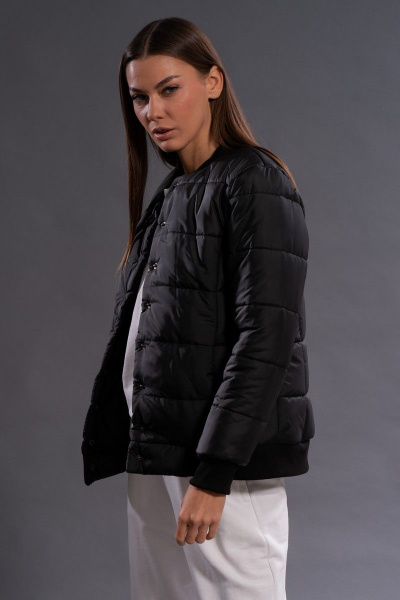 Бомбер утепленный черный стильный утеплённый бомбер Kivviwear 3120.02 - фото 1