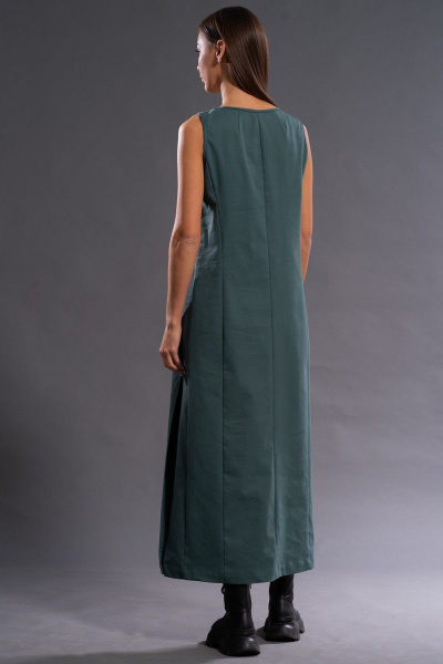 Длинное удлиненное платье из хлопка с поясом Kivviwear 4133.05 - фото 7