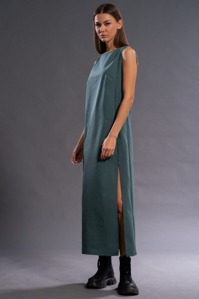Длинное удлиненное платье из хлопка с поясом Kivviwear 4133.05 - фото 5