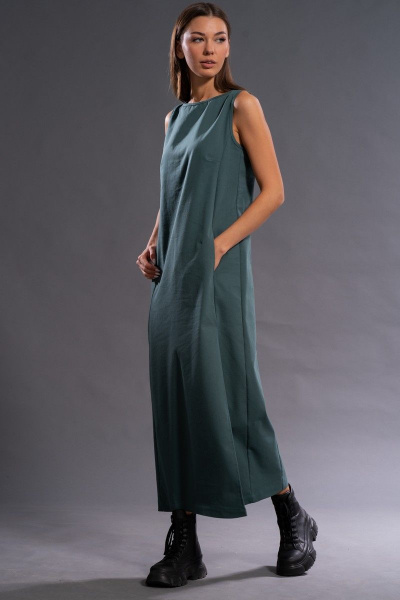 Длинное удлиненное платье из хлопка с поясом Kivviwear 4133.05 - фото 3