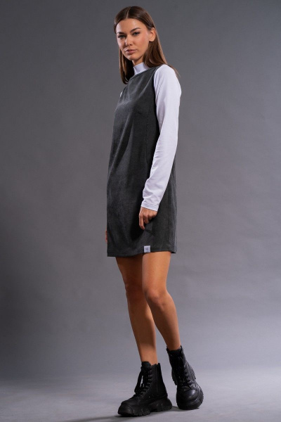 Короткое приталенное платье вельвет с эффектом велюра Kivviwear 4134.02 - фото 8