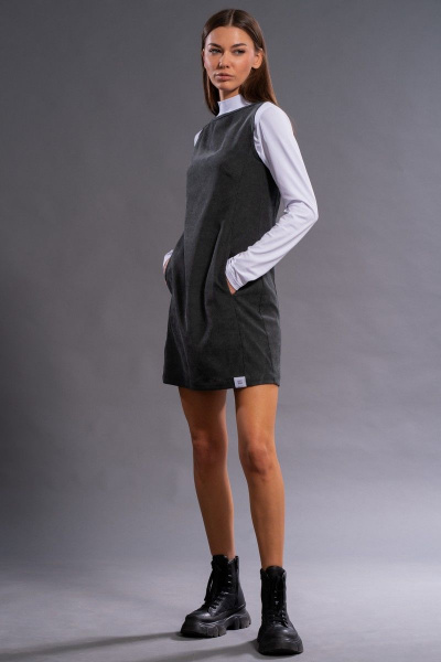 Короткое приталенное платье вельвет с эффектом велюра Kivviwear 4134.02 - фото 5