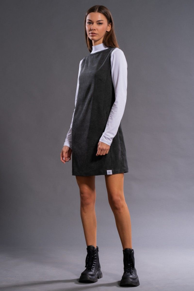 Короткое приталенное платье вельвет с эффектом велюра Kivviwear 4134.02 - фото 2