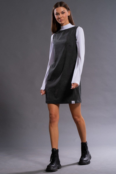 Короткое приталенное платье вельвет с эффектом велюра Kivviwear 4134.02 - фото 1