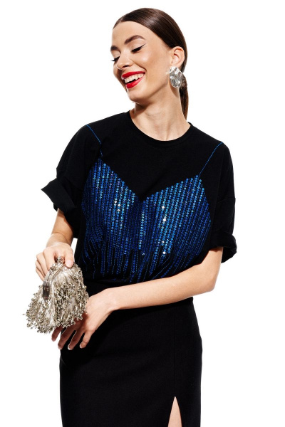 Джемпер ELLETTO 3682 черно-синий - фото 2