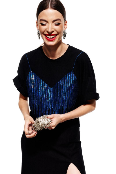 Джемпер ELLETTO 3682 черно-синий - фото 1