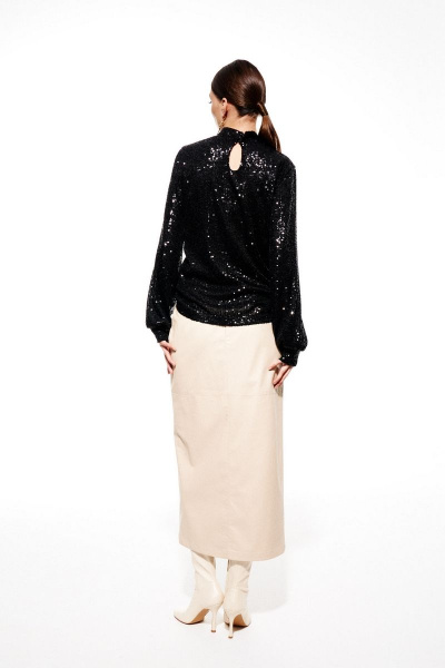 Джемпер с пайетками прямой посадки и длинным рукавом ELLETTO 3685 черный - фото 5