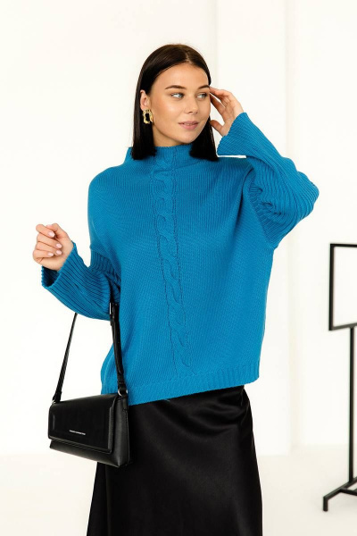 Базовый синий джемпер из трикотажа в демисезонье Romgil 941ШТЗ ярко-синий - фото 5