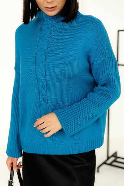 Базовый синий джемпер из трикотажа в демисезонье Romgil 941ШТЗ ярко-синий - фото 4