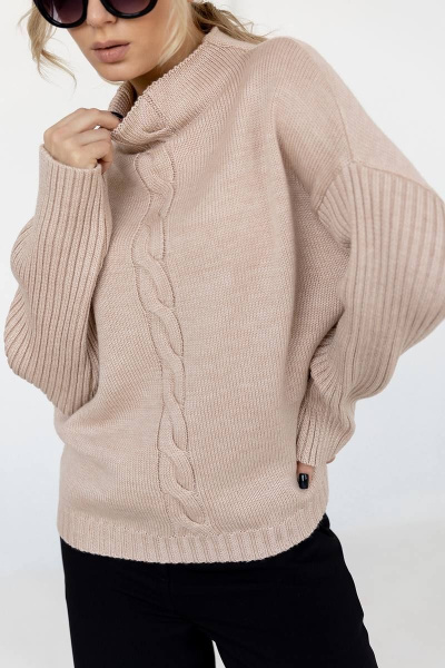 Бежевый классический джемпер из мягкой пряжи для гардероба Romgil 941ШТЗ светлый_опаловый - фото 4