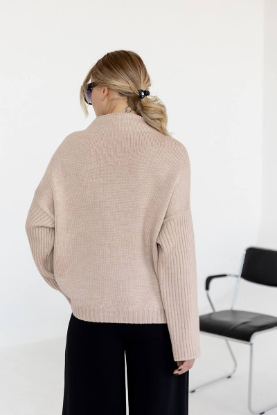 Бежевый классический джемпер из мягкой пряжи для гардероба Romgil 941ШТЗ светлый_опаловый - фото 2