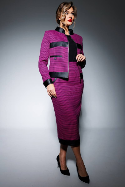 Жакет, юбка Мода Юрс 2711-1 малиновый - фото 5