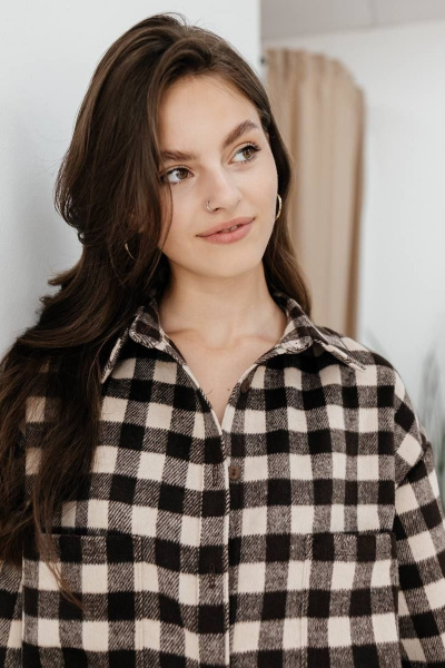 Рубашка SK Brand SK3778 клетка/коричневый-бежевый - фото 11