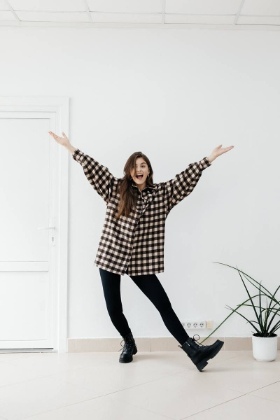 Рубашка SK Brand SK3778 клетка/коричневый-бежевый - фото 7