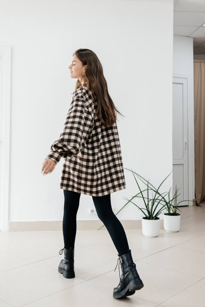 Рубашка SK Brand SK3778 клетка/коричневый-бежевый - фото 4