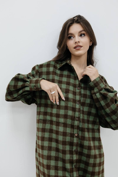 Рубашка SK Brand SK3779 клетка/коричневый-зеленый - фото 7
