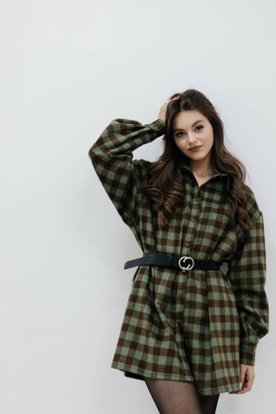 Рубашка SK Brand SK3779 клетка/коричневый-зеленый - фото 3