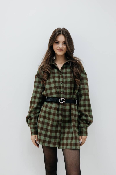 Рубашка SK Brand SK3779 клетка/коричневый-зеленый - фото 2