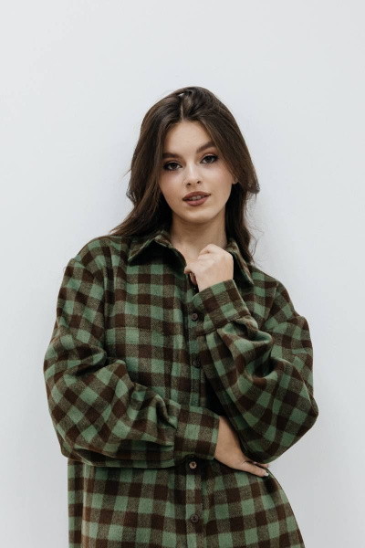 Рубашка SK Brand SK3779 клетка/коричневый-зеленый - фото 6