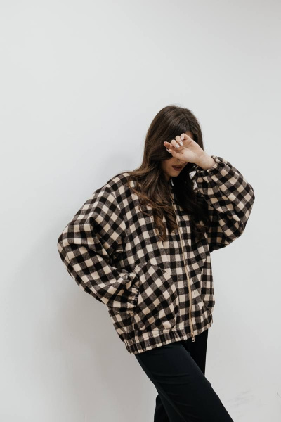 Бомбер SK Brand SK3781 клетка/коричневый-бежевый - фото 6