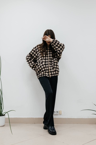 Бомбер SK Brand SK3781 клетка/коричневый-бежевый - фото 5