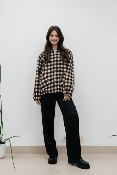 Бомбер SK Brand SK3781 клетка/коричневый-бежевый - фото 2