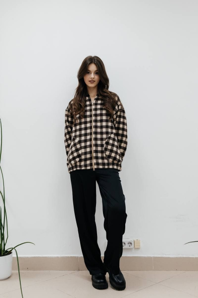 Бомбер SK Brand SK3781 клетка/коричневый-бежевый - фото 1