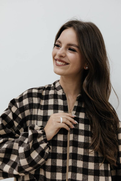 Бомбер SK Brand SK3781 клетка/коричневый-бежевый - фото 7