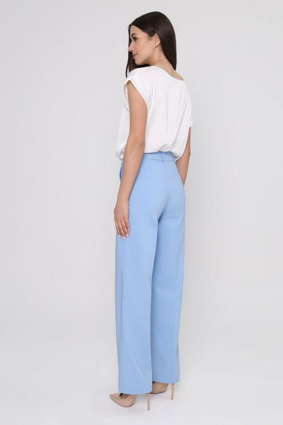 Деловые классические брюки женские из хлопка с высокой посадкой Панда 137260w голубой - фото 3