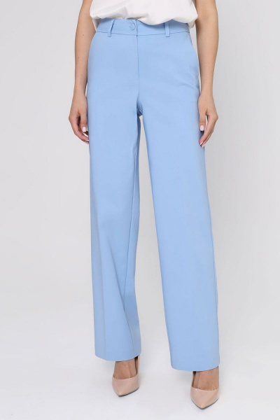 Деловые классические брюки женские из хлопка с высокой посадкой Панда 137260w голубой - фото 2