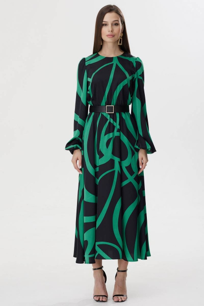Круглогодичное платье из ткани с принтом и резинкой Lyushe 3609 - фото 8