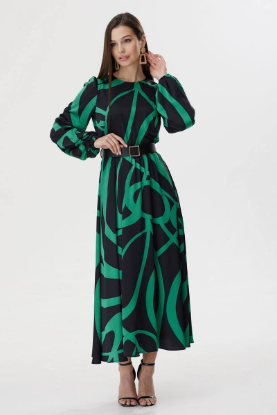 Круглогодичное платье из ткани с принтом и резинкой Lyushe 3609 - фото 4