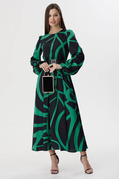 Круглогодичное платье из ткани с принтом и резинкой Lyushe 3609 - фото 6