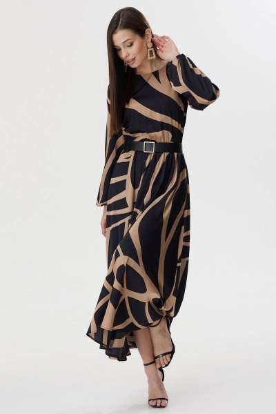 Нарядное платье с принтом и съемным поясом Lyushe 3613 - фото 3