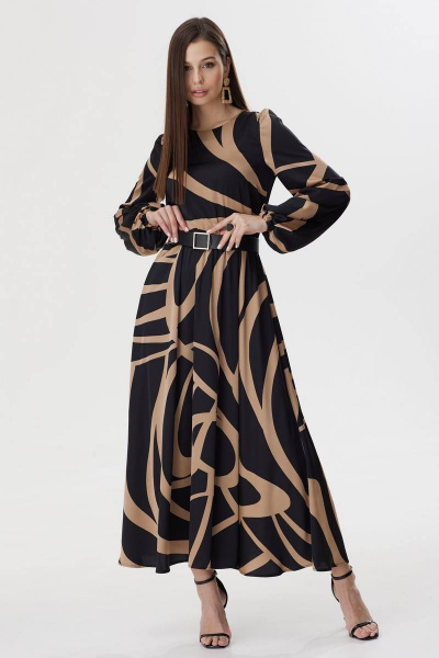 Нарядное платье с принтом и съемным поясом Lyushe 3613 - фото 1