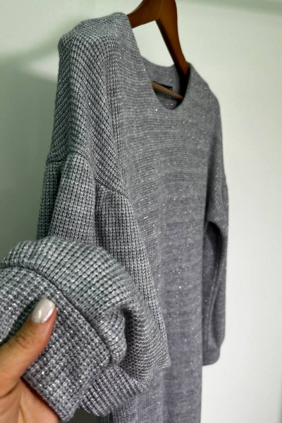 Трикотажное платье из вискозы с ремнем и объемным рукавом NiV NiV 3035 - фото 4