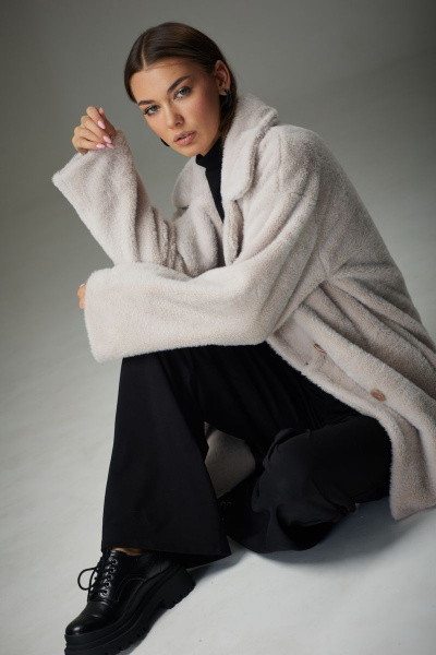 Белый трикотажный жакет с двубортной застежкой и карманами N.O.W. 1332 - фото 6