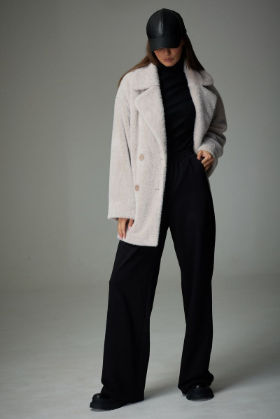 Белый трикотажный жакет с двубортной застежкой и карманами N.O.W. 1332 - фото 4