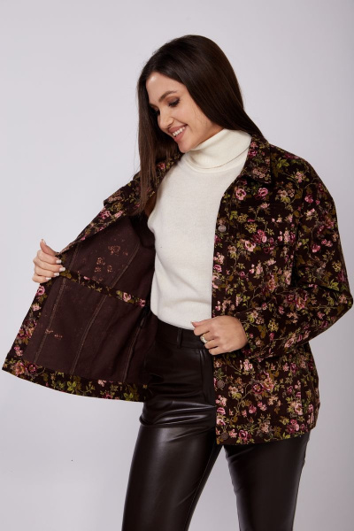 Коричневый повседневный вельветовый жакет с кулисой Anna Majewska 1528 - фото 8