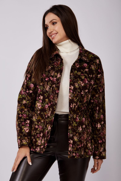 Коричневый повседневный вельветовый жакет с кулисой Anna Majewska 1528 - фото 7