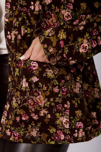 Коричневый повседневный вельветовый жакет с кулисой Anna Majewska 1528 - фото 6