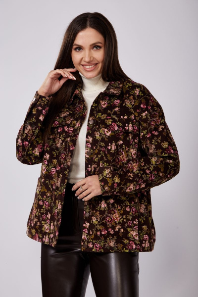 Коричневый повседневный вельветовый жакет с кулисой Anna Majewska 1528 - фото 5