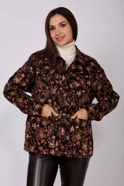 Коричневый повседневный вельветовый жакет с кулисой Anna Majewska 1528 - фото 3